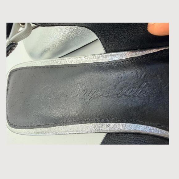 Silver Mary Jane Block Heels Lisa Says Gah Mackie 7.5 - Picture 7 of 9